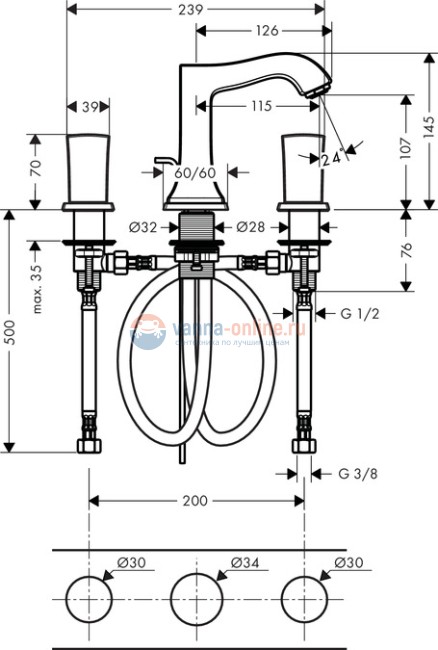 Смеситель Hansgrohe Metropol Classic 31304090 для раковины, хром/золото Смеситель Hansgrohe Metropol Classic 31304090 для раковины, хром/золото