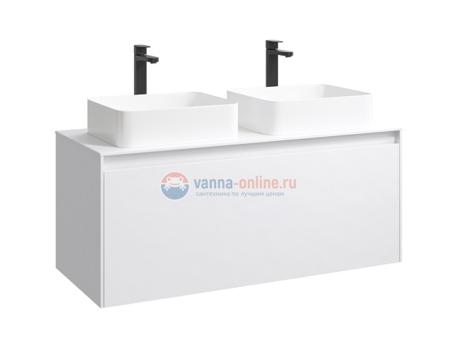 Тумба c раковиной Aqwella Mobi 120 см, фасад белый, корпус белый