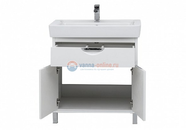 Тумба под раковину Aquanet Гретта new 80 233580, 1 ящик, 2 дверки, цвет - белый