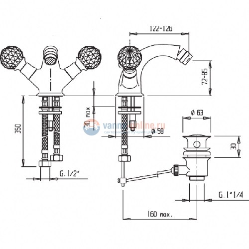 Смеситель Cezares Atlantis ATLANTIS-BS1-02-Sw для биде, бронза