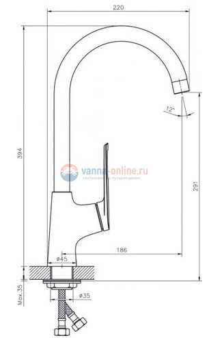 Смеситель для кухни Rush Socotra ST1235-22 высокий, хром Смеситель для кухни Rush Socotra ST1235-22 высокий, хром