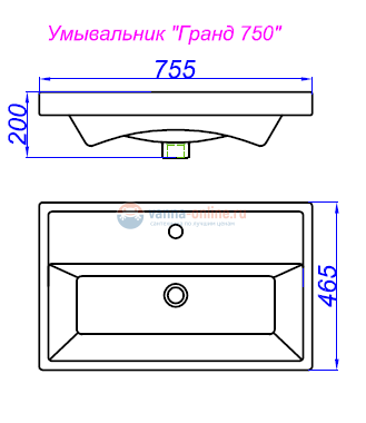 Раковина Aqwella Гранд 750 Раковина Aqwella Гранд 750