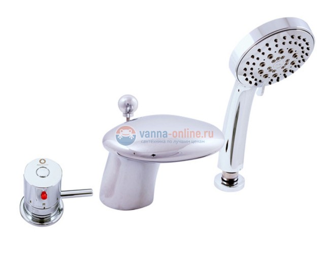 Смеситель на борт ванны на 3 отверстия Rav-Slezak Dunaj Termostat DT271.5S, хром