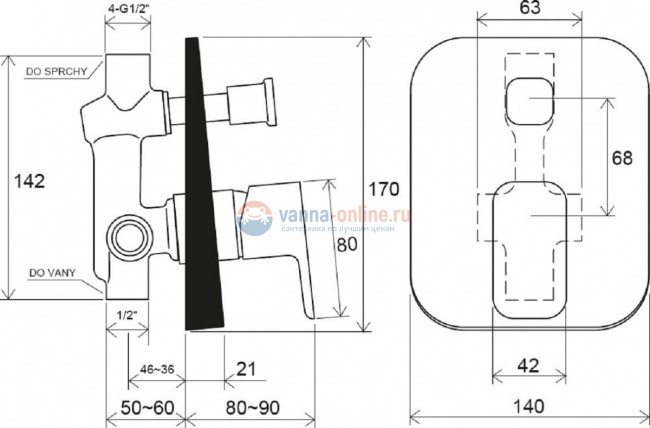 Смеситель для ванны и душа Ravak 10° Free -TD F 061.00, хром Смеситель для ванны и душа Ravak 10° Free -TD F 061.00, хром