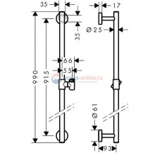 Штанга для душа Hansgrohe Unica Comfort 90 см, 26402000 Штанга для душа Hansgrohe Unica Comfort 90 см, 26402000