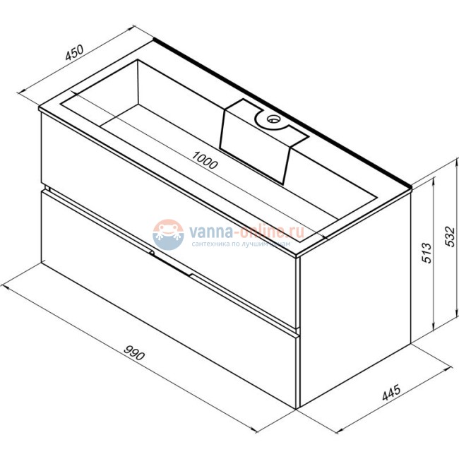 Раковина-столешница Aquanet Фортуна 100 222717