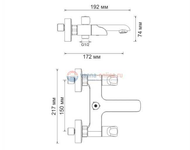 Смеситель WasserKRAFT LOSSA 1201 для ванны и душа с коротким изливом, хром Смеситель WasserKRAFT LOSSA 1201 для ванны и душа с коротким изливом, хром