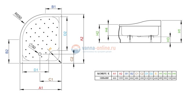 Поддон для душа Radaway Korfu E 120 x 90 R