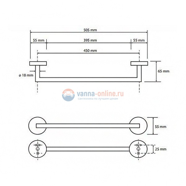 Полотенцедержатель Bemeta Dark 104204020 50.5 см, черный Полотенцедержатель Bemeta Dark 104204020 50.5 см, черный