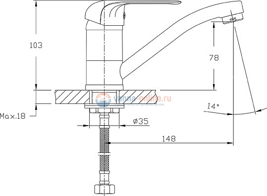 Смеситель для раковины Rush Fiji FI1835-26, хром
