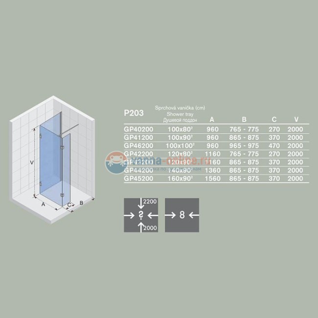 Неподвижная стенка Riho Polar P-203 GP40200 100*80 см Неподвижная стенка Riho Polar P-203 GP40200 100*80 см