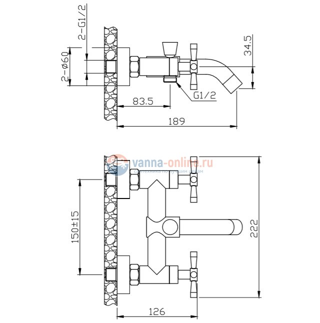 Смеситель Orange Mia M34-100B для ванны и душа Смеситель Orange Mia M34-100B для ванны и душа