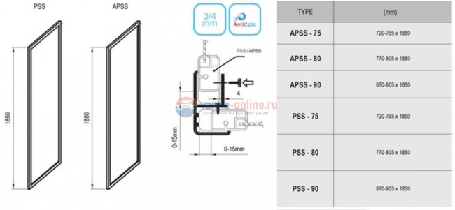 Неподвижная стенка Ravak Supernova PSS-90 94070100Z1, белый/транспарент