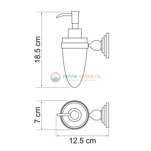Дозатор стеклянный с держателем WasserKRAFT Ammer 7099