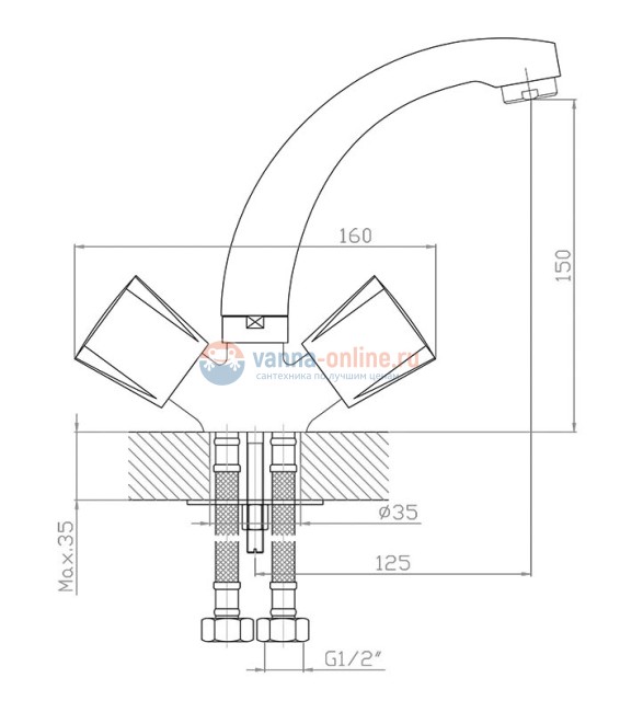 Смеситель Agger Retro-R A2001100 для раковины без донного клапана, хром