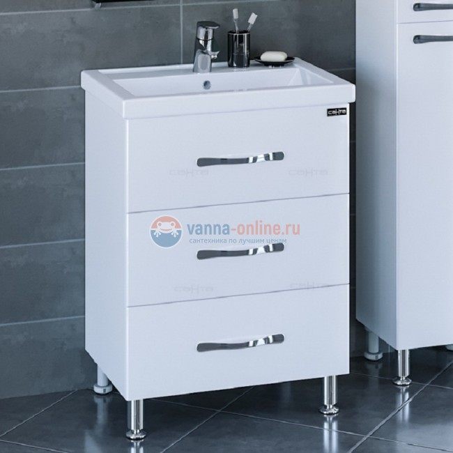 Тумба под раковину СаНта Виктория 60 NEW 700122N напольная, цвет белый