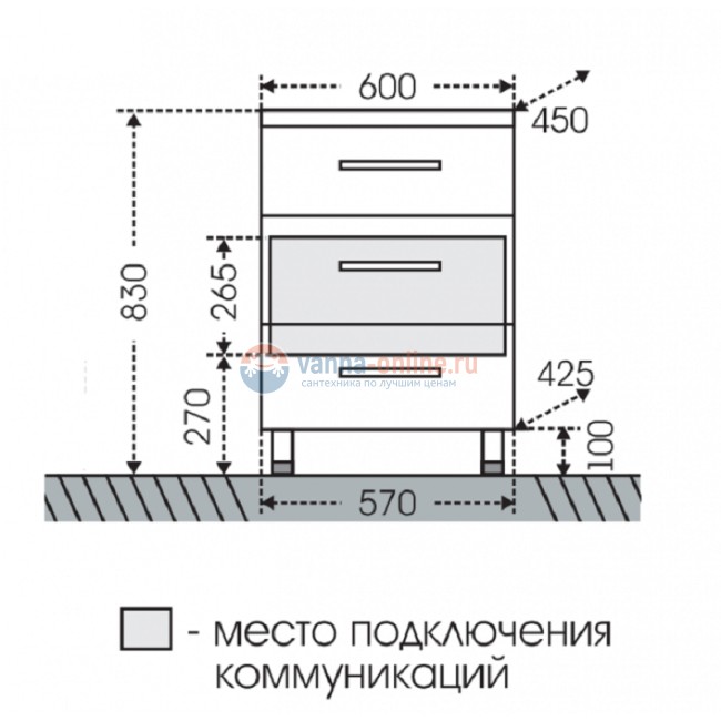 Тумба под раковину СаНта Виктория 60 NEW 700122N напольная, цвет белый