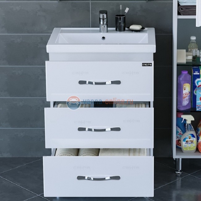 Тумба под раковину СаНта Виктория 60 NEW 700122N напольная, цвет белый