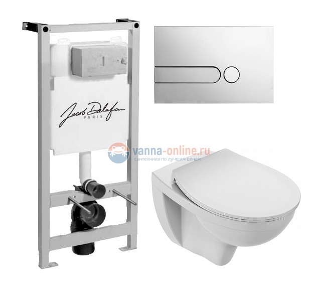 Инсталляция Jacob Delafon с безободковым унитазом Jacob Delafon Patio EDV102-00, сиденье микролифт клавиша хром, комплект Инсталляция Jacob Delafon с безободковым унитазом Jacob Delafon Patio EDV102-00, сиденье микролифт клавиша хром, комплект