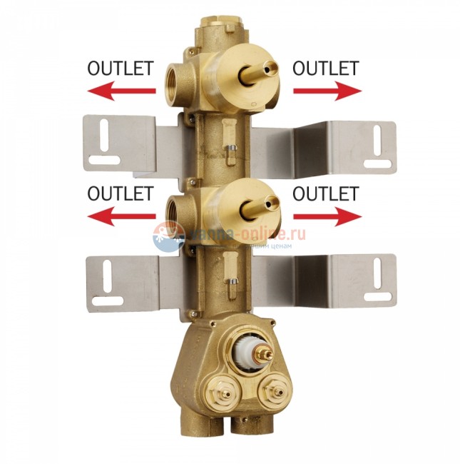 Скрытая часть Bossini Outlets для термостата HighFlow на 4 потребителя Z030270000 с девиатором