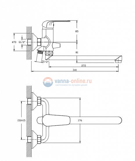 Смеситель Rush Fiji FI1835-51 для ванны и душа, хром Смеситель Rush Fiji FI1835-51 для ванны и душа, хром