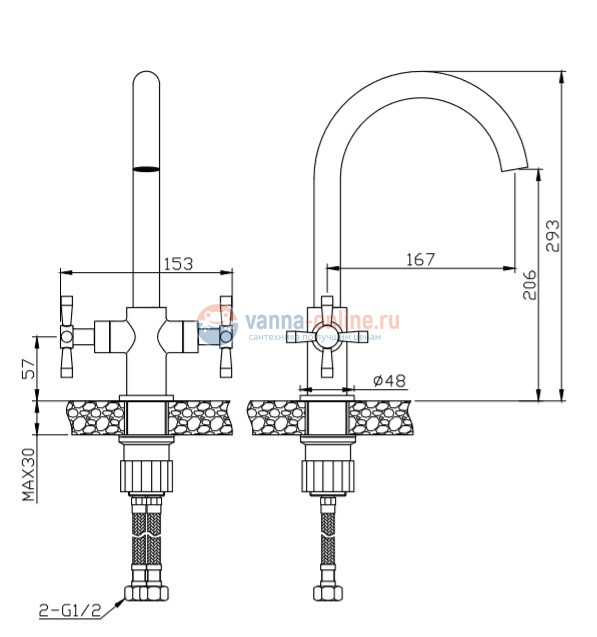 Смеситель Orange Mia M34-821Ni для кухонной мойки Смеситель Orange Mia M34-821Ni для кухонной мойки