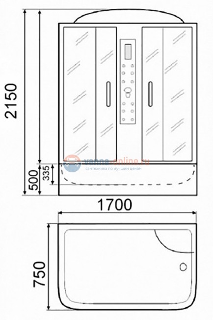 Душевой бокс Parly BN170, 170 x 75 см