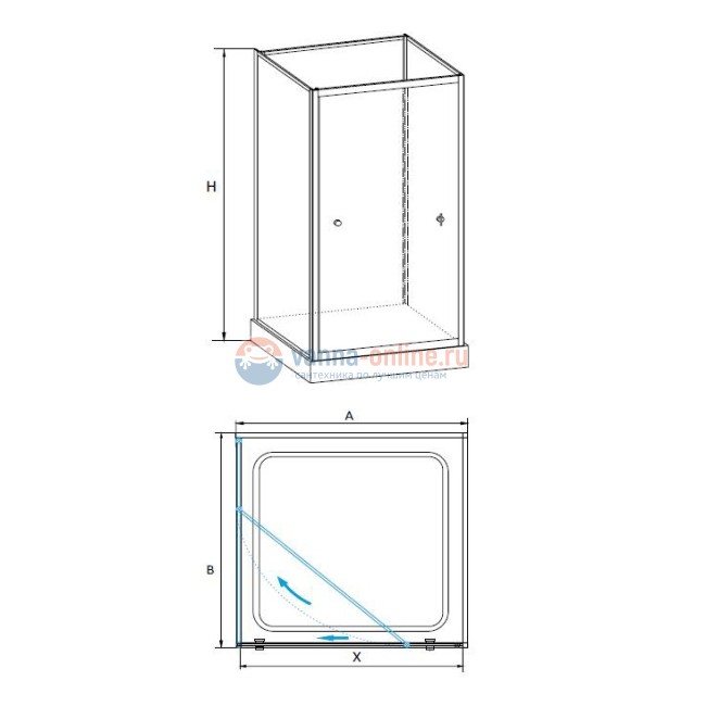 Душевая кабина RGW OLB-206, 80 x 80 см, профиль - хром