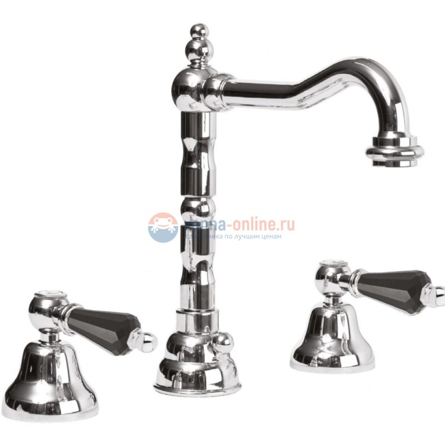 Смеситель Cezares DIAMOND-BBS2-01-Sw-N для биде, хром, ручки Swarovski Nero