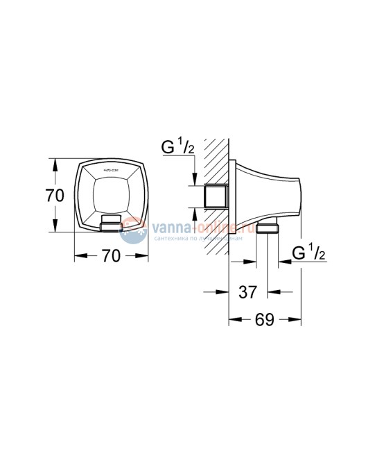 Шланговое подсоединение Grohe Grandera 27970IG0, хром/золото, 1/2'-1/2'