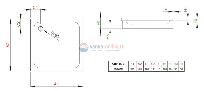 Поддон для душа Radaway Siros C900