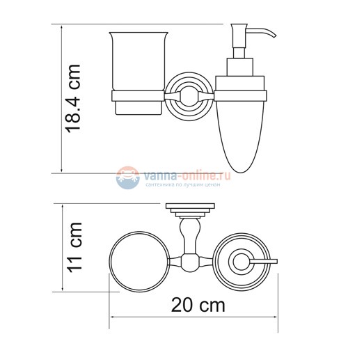 Держатель стакана и дозатора WasserKRAFT Ammer 7089 Держатель стакана и дозатора WasserKRAFT Ammer 7089