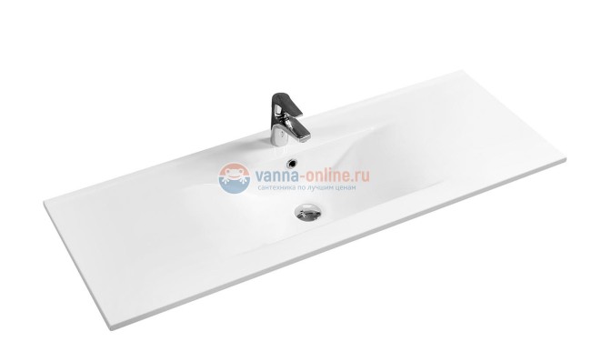 Тумба с раковиной Sanvit Бруно 2, 120 х 50 см, чаша раковины по центру, цвет - черный глянец