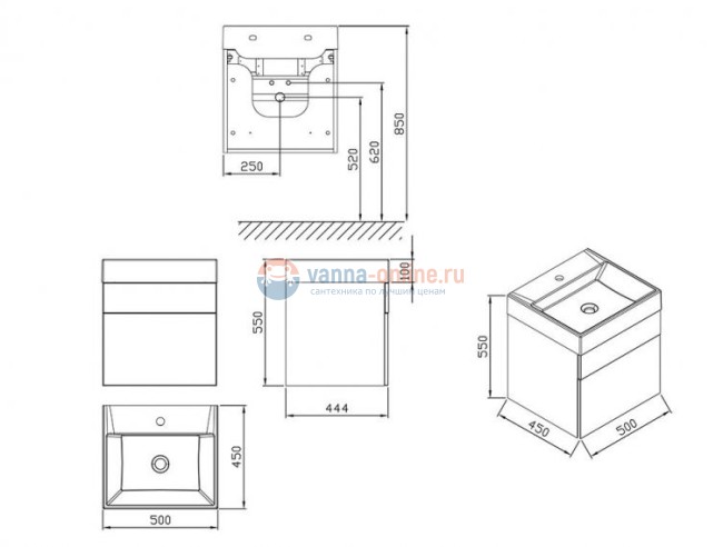 Тумба под умывальник Ravak SD Natural 500 X000001051, белая Тумба под умывальник Ravak SD Natural 500 X000001051, белая