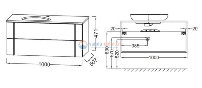 Тумба под раковину Jacob Delafon Nouvelle Vague 100 EB3040-E73, 2 ящика, цвет - фактурный дуб