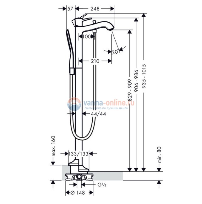 Смеситель Hansgrohe Metropol Classic 31445090 для ванны, хром/золото Смеситель Hansgrohe Metropol Classic 31445090 для ванны, хром/золото