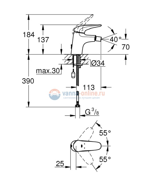 Смеситель Grohe Eurostyle New 23721003 для биде