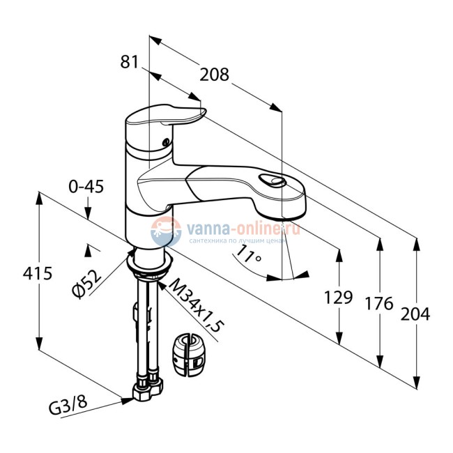 Смеситель Kludi Objekta 325810575 для кухонной мойки с выдвижным изливом Смеситель Kludi Objekta 325810575 для кухонной мойки с выдвижным изливом