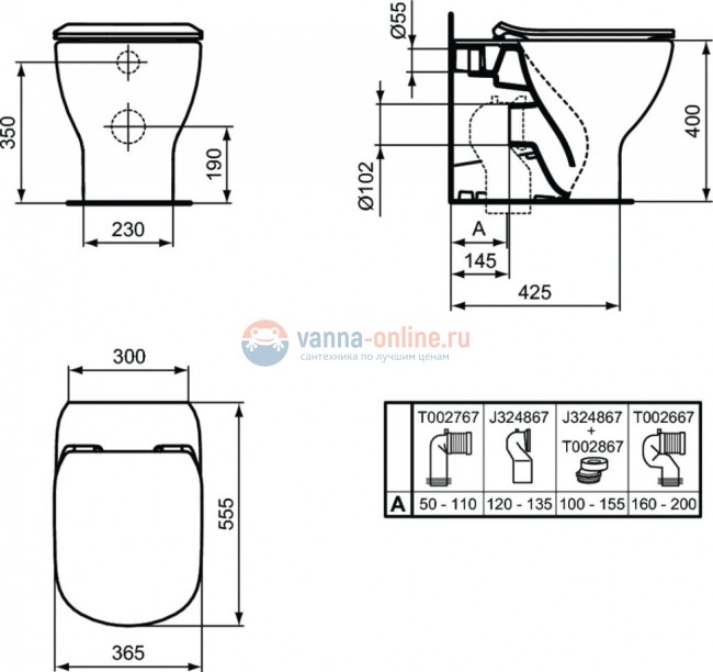 Напольный пристенный унитаз соло Ideal Standard TESI AquaBlade® T0077V3 Напольный пристенный унитаз соло Ideal Standard TESI AquaBlade® T0077V3