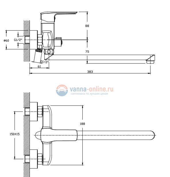 Смеситель Orange Merci M13-211cr для ванны и душа Смеситель Orange Merci M13-211cr для ванны и душа