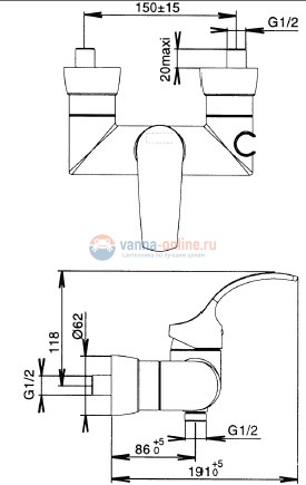 Смеситель Jacob Delafon Salute E71082 для душа с эксцентриками