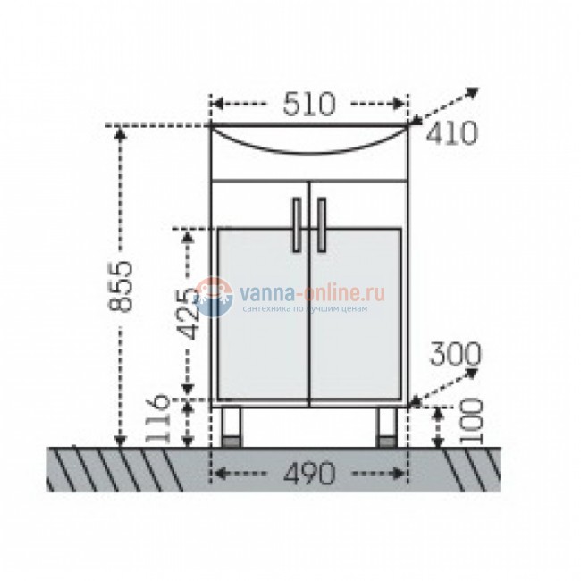 Тумба под раковину СаНта Сити 50 201068, напольная
