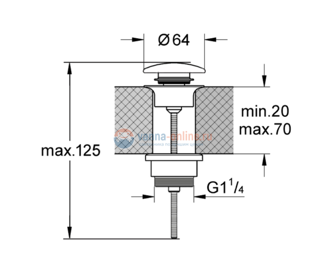 Донный клапан для раковин Kerasan Nolita 923301, покрытие керамика, цвет белый глянцевый
