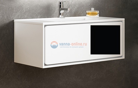 Тумба с раковиной Sanvit Бруно 1, 120 х 46 см, цвет - черный глянец