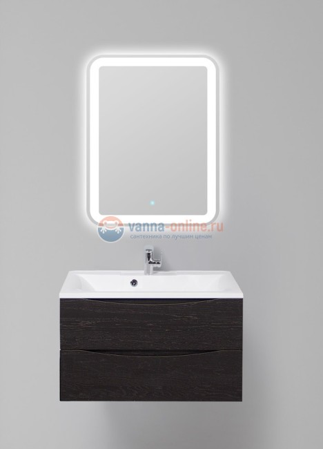 Тумба с раковиной BelBagno Marino MARINO-800-2C-SO-RCA-P, 80х45х55 см, Rovere Cioccolato Amaro - коричневый темный