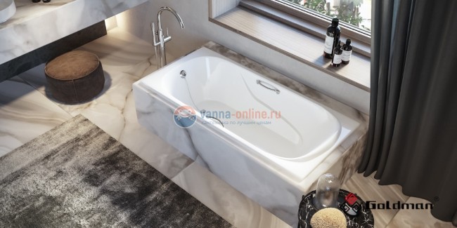 Комплект: Чугунная ванна Goldman Nova 160x80, с ручками и ножками
