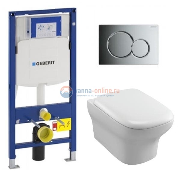 Инсталляция Geberit с безободковым унитазом Jacob Delafon Vox EDM102-00, сиденье микролифт клавиша хром, комплект Инсталляция Geberit с безободковым унитазом Jacob Delafon Vox EDM102-00, сиденье микролифт клавиша хром, комплект