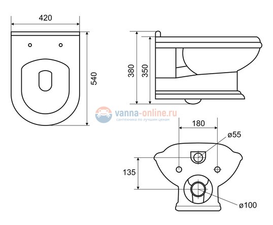 Подвесной унитаз Cezares King Palace CZR-163-TH