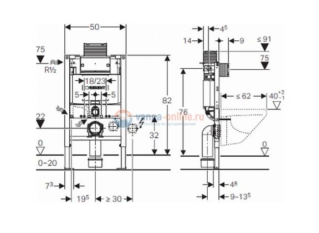 Инсталляция Geberit Omega 12 111.003.00.1 для унитаза, низкая