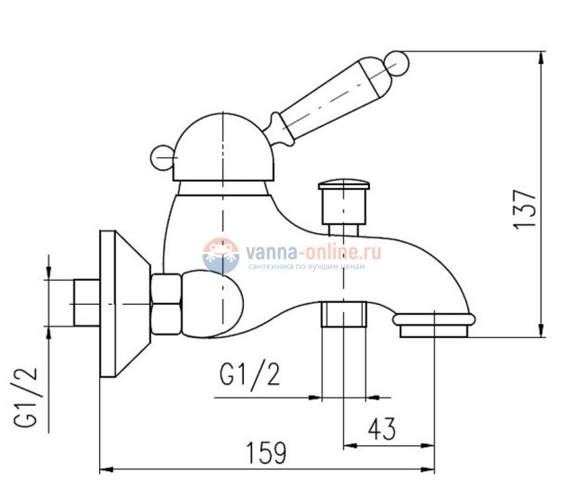 Смеситель для ванны и душа Rav-Slezak Labe L554.5, хром/белый Смеситель для ванны и душа Rav-Slezak Labe L554.5, хром/белый